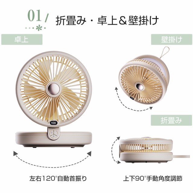扇風機 多機能 デスクランプ ファン 卓上 壁掛け 2WAY仕様 5枚
