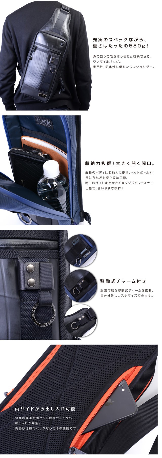 ボディバッグ メンズ ワン ショルダー ボディバッグ SEAL シール