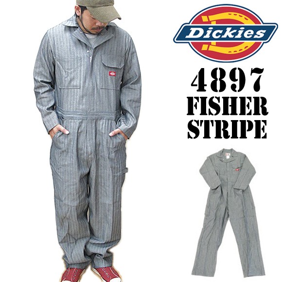 ディッキーズ つなぎ 長袖 4897 48977 フィッシャーストライプ Dickies