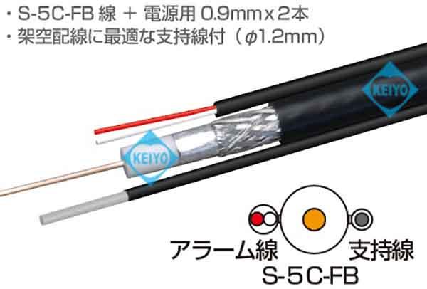 5CFB・0.9mm2芯-200M(黒色)【支持線付5CFB・0.9mm2芯-200Mケーブル】