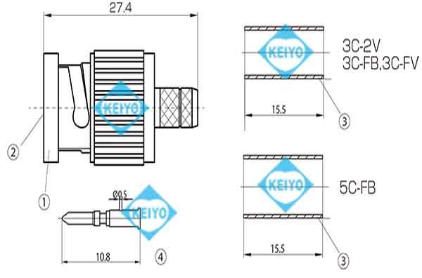 CBP-BNC-1000【CANARE（カナレ）社製工具対応3C/4C/5C用75ΩBNC圧着コネクタ（1000個入）】