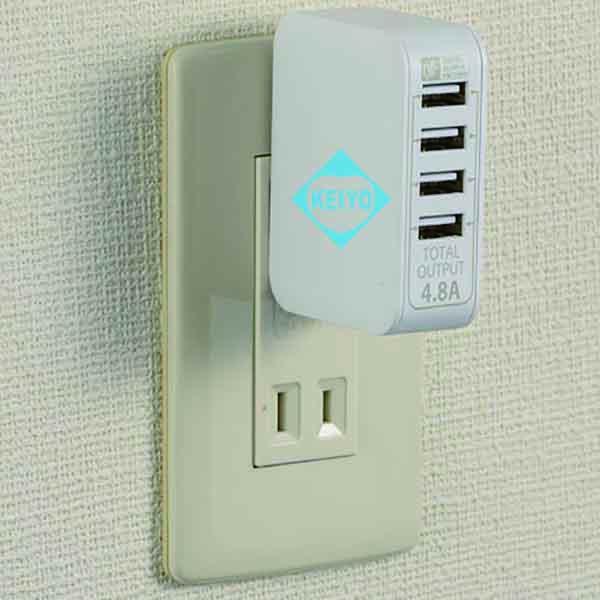 MAV-AU48-W【DC5V/4.8A出力対応4ポートUSB-ACアダプター】