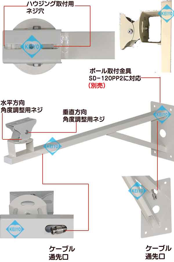 L-716EII(L-716E2)【日本製屋外ハウジング対応壁面取付用耐候性塗料塗布ロングブラケット】 【防犯カメラ】 【監視カメラ】｜au PAY  マーケット