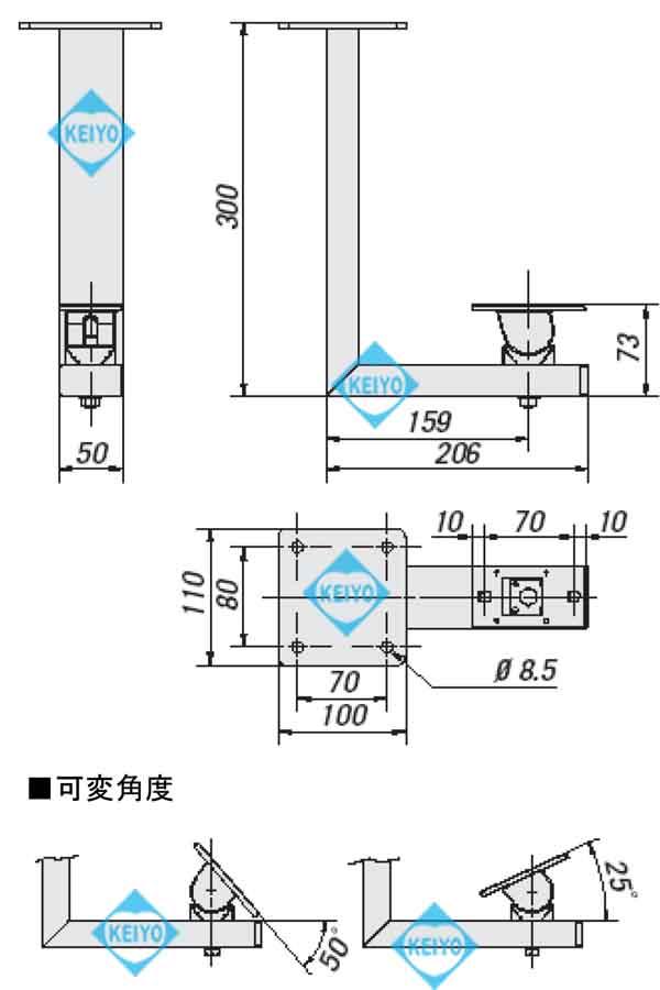 THC-B1(WCM3A)【アルミダイキャスト製ハウジング用天吊取付ブラケット】