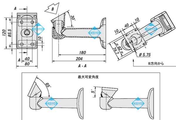 THW-B3(WBOVA2)【アルミダイキャスト製ケーブル収納対応ハウジング用壁面取付ブラケット】