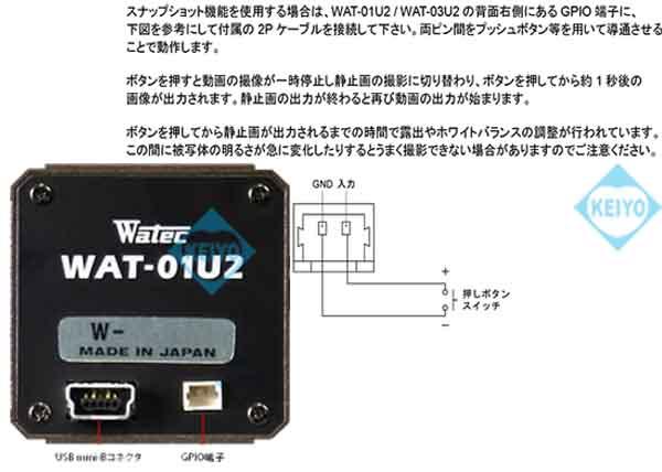 WAT-03U2【ハイビジョンUSB2.0方式超小型サイズCSマウント対応高感度防犯カメラ】