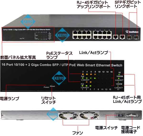 GV-POE1601【GeoVision製PoE+対応16ポートマネジメントスイッチ】