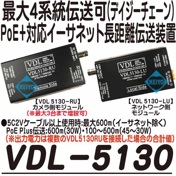 VDL-5130（VDL5130）【PoE/PoEPlus最大4系統対応イーサネット長距離同軸伝送ユニット】
