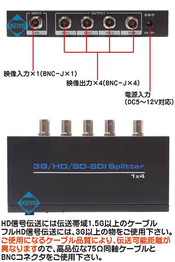 WTW-HD1T4C【3G-SDI・HD-SDI対応映像信号1入力4分配器】