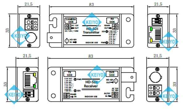WTW-UHCP1001D【HD-SDI信号用映像/RS-485/電源UTP伝送1ch送受信機セット】