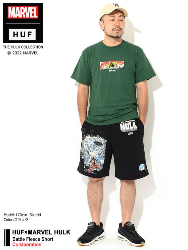 HUFハフのハーフパンツ MARVEL HULK Battle Fleece Short01