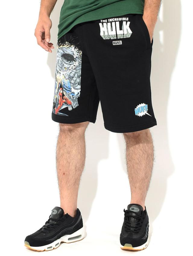 HUFハフのハーフパンツ MARVEL HULK Battle Fleece Short02