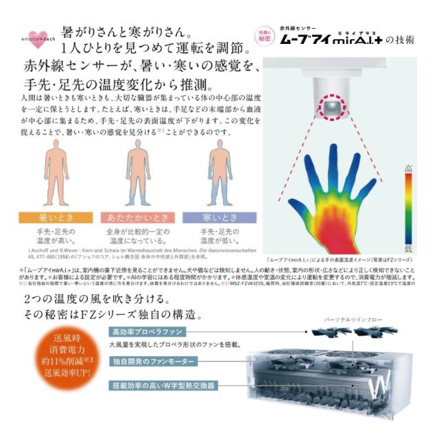 【】三菱《MSZ-FZV4025S-W》(MSZ-FZV4025S-W-IN + MUZ-FZV4025S + ﾘﾓｺﾝ)･単200V･14畳･2025年ﾓﾃﾞﾙ : ﾙｰﾑｴｱｺﾝ 霧ヶ峰 冷暖･除湿･ﾑｰﾌﾞｱｲ･風除･空清･FZｼﾘｰｽﾞ∴ﾎﾜｲﾄ (旧品番 MSZ-FZV4024S-W)