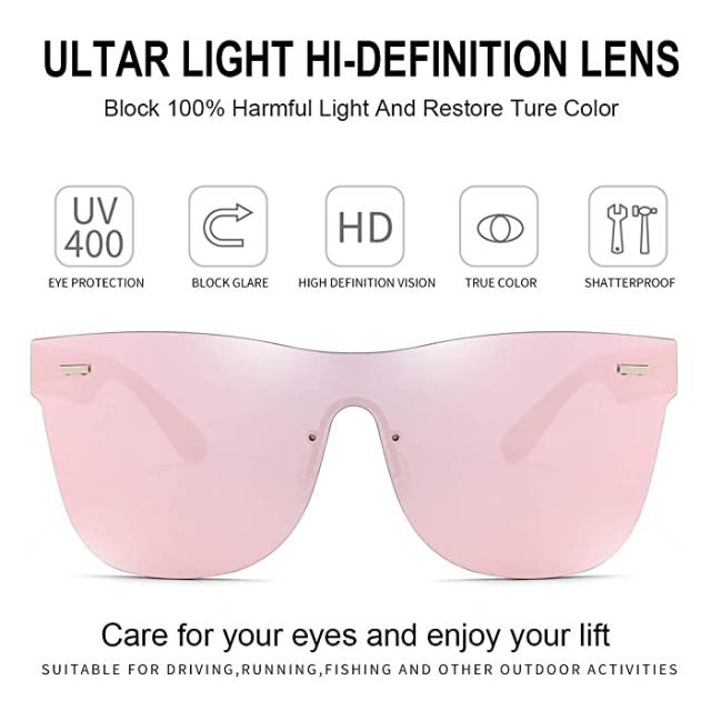 即納特典付き サングラス Dollger Trendy ミラーサングラス レディース メンズ リムレス ワンピース カラーレンズ 反射クールサングラス Us サイズ M 人気の Fcrtt Org