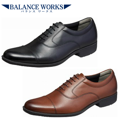 ムーンスター バランスワークス ＢＷ４６０１ メンズビジネスシューズ 3E ストレートチップ 紳士革靴 24.5cm〜30.0cm 機能性カップインソール Ag+抗菌防臭 非対称カウンター 耐摩耗ラバー