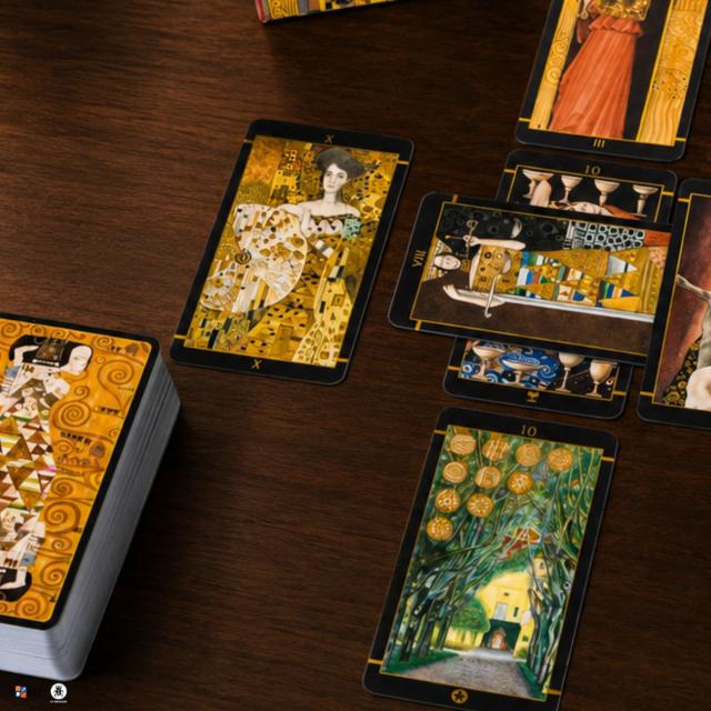 クリムト タロット ゴールデン ミニ エディション Klimt Tarot Pocket Golden Edition カード図版
