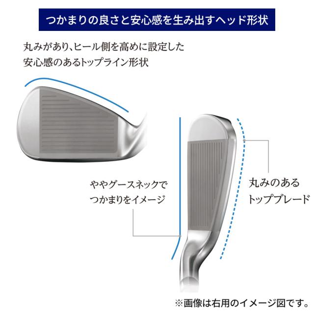 つかまりの良さと安心感を生み出すヘッド形状