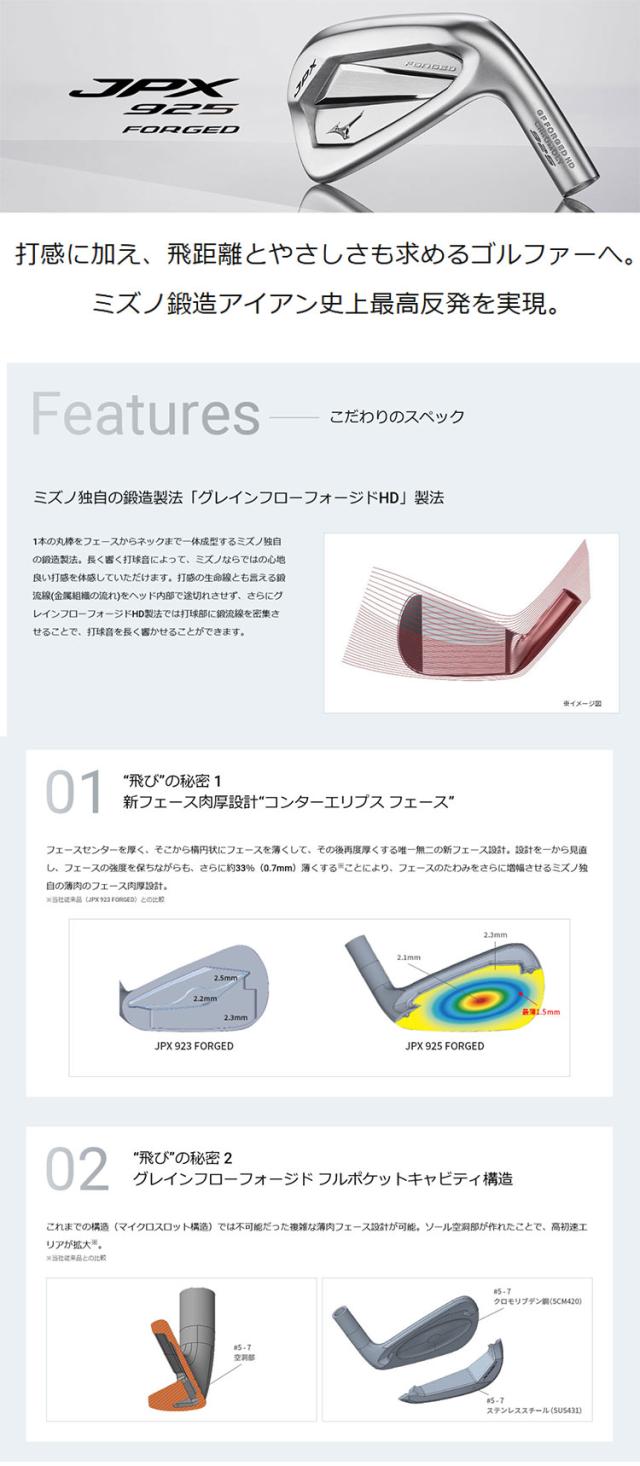 ミズノ JPX 925 フォージド アイアン 単品(#5、GW) 右用 N.S.PRO 950GH neo スチールシャフト 5KJKB38175 / 5KJKB38185 MIZUNO JPX 925 FORGED 飛び×打感