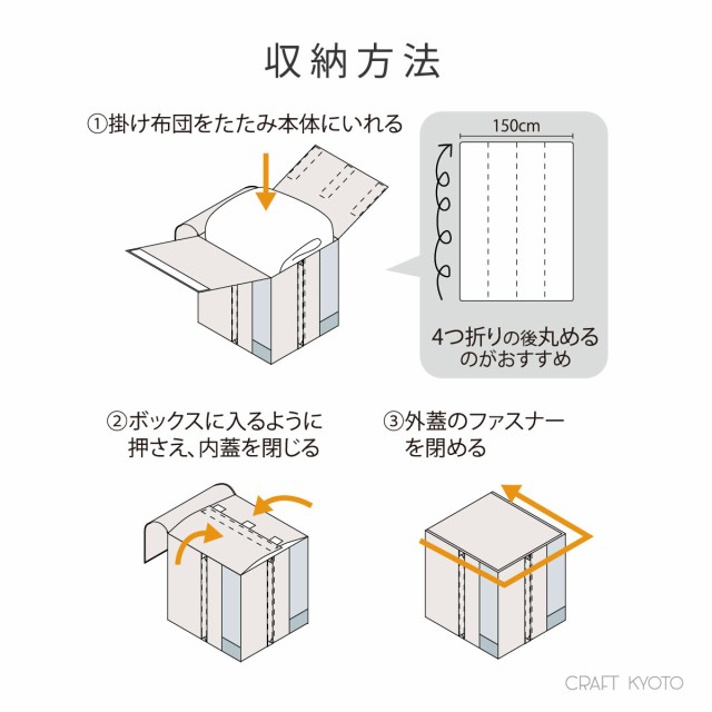 枕棚用　掛け布団収納ボックス　収納方法