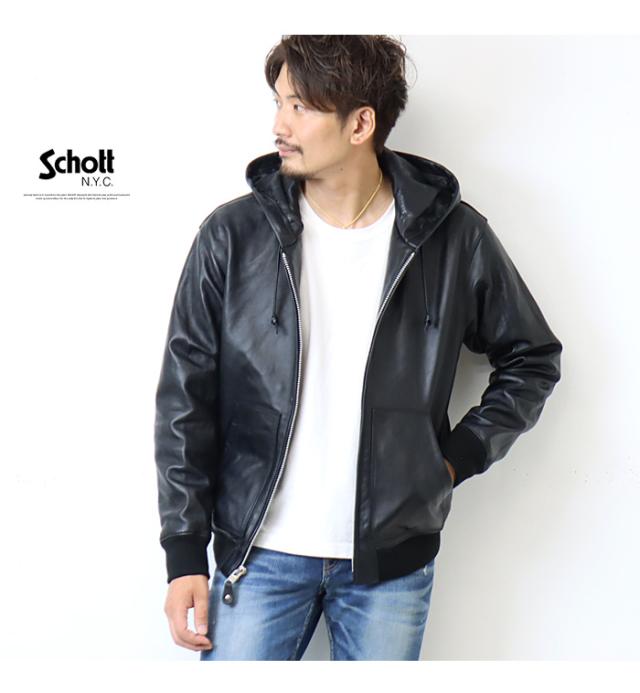 Schott ショット フルジップレザーパーカー ライダースジャケット 