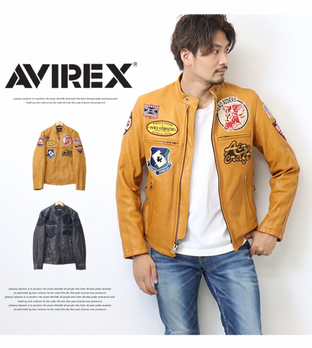 AVIREX アヴィレックス パッチド ライダースジャケット レザー