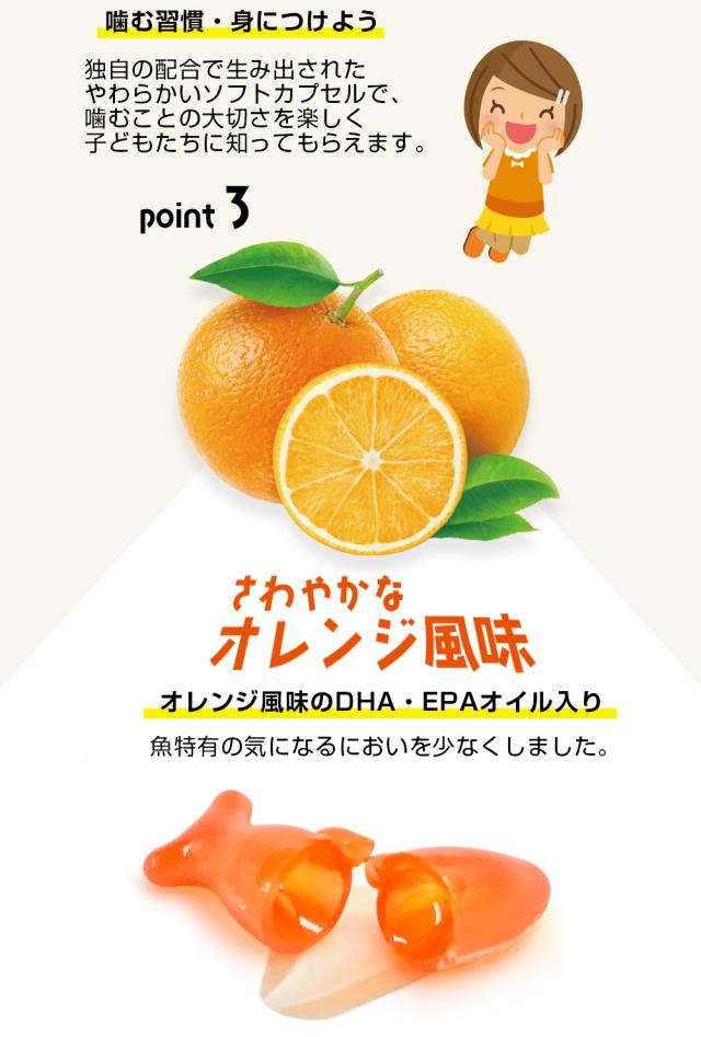さわやかなオレンジ風味 においを抑える DHA EPAオイル入り