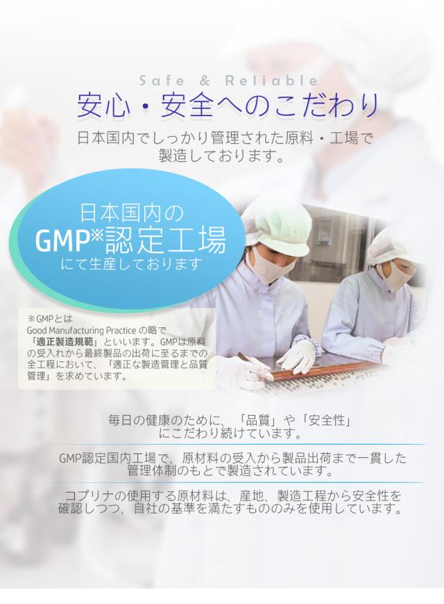 安心安全 日本国内 GMP認定工場 適正製造規範