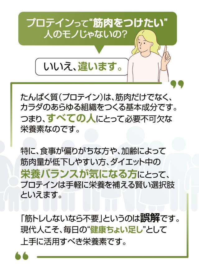 全ての人にプロテイン/栄養バランスが気になる方/健康ちょい足し