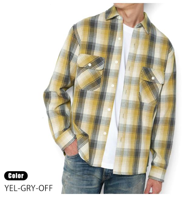 BIGMIKE ヘビーフランネルシャツ 102535103 着用画像