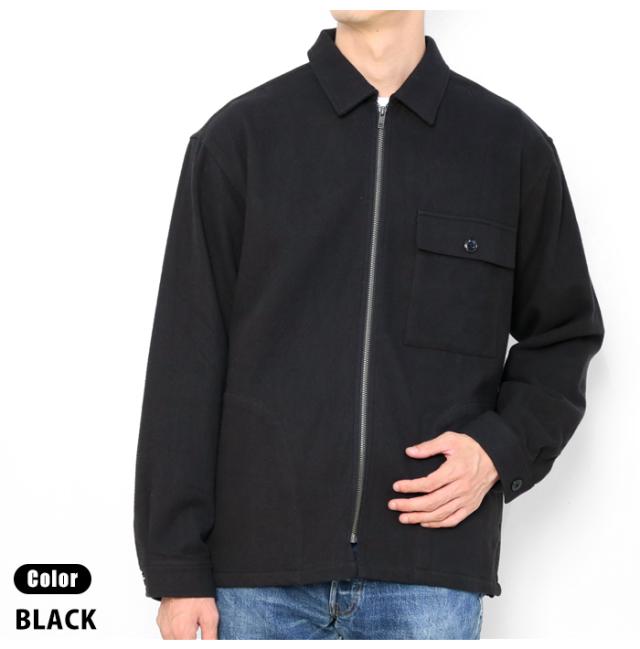 BIGMIKE ヘビーフランネル シャツジャケット 102535800 着用画像 ブラック