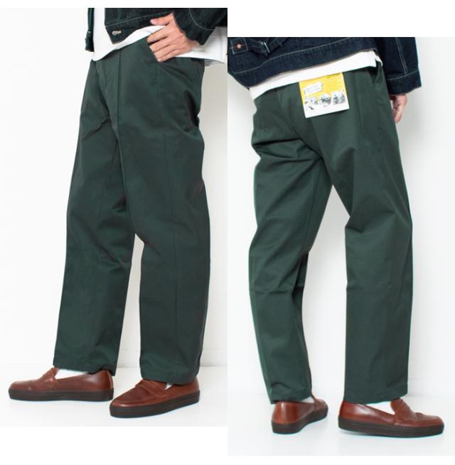 ビッグマイク ピンタックチノ Sグリーン ディープグリーン サイドシルエット バックスタイル