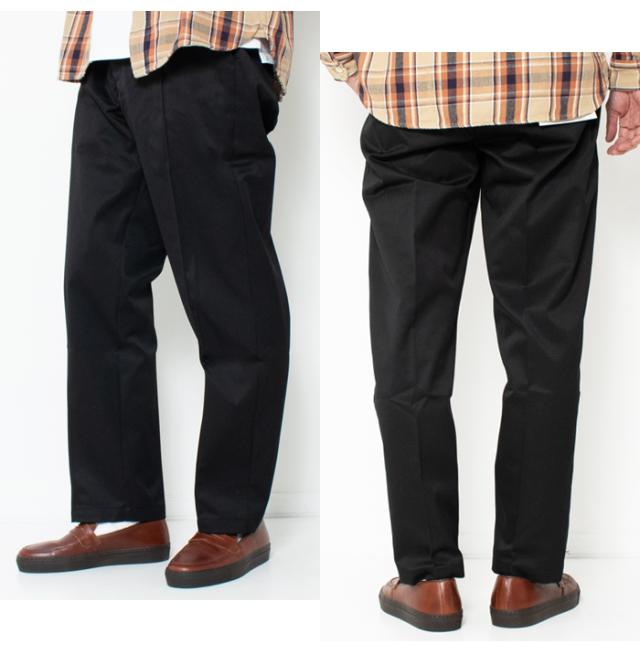 ビッグマイク ピンタックチノ ブラック 黒 サイドシルエット バックスタイル