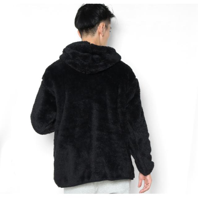 チャンピオン シェルパフリース ジップパーカー 着用画像 ブラック サイド