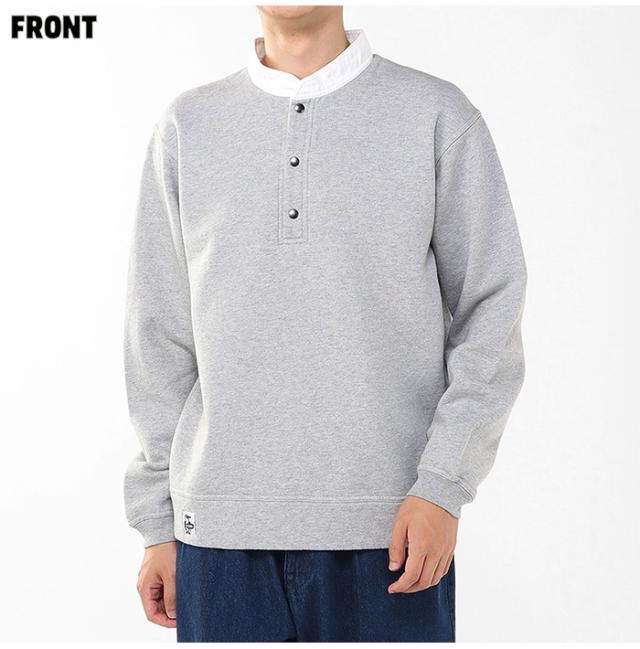 チャムス ハリケーントップ スタンドヘンリー 裏起毛 モデル着用画像 前