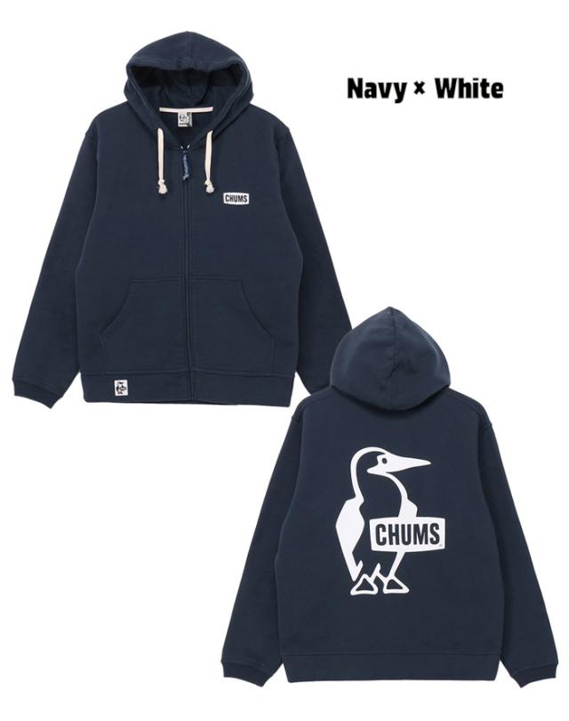 CHUMS チャムス ブービーフェイス ジップパーカー 平置き画像 ネイビー