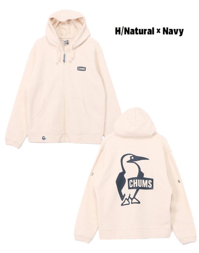 CHUMS チャムス ブービーフェイス ジップパーカー 平置き画像 ナチュラル