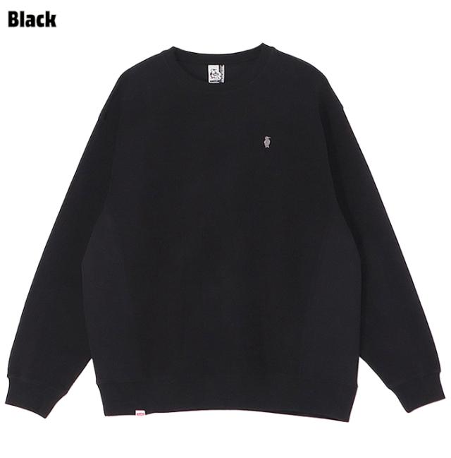 チャムス CHUMS トラウトボーン クルートップ トレーナー スウェット メンズ ブラック 黒 平置き