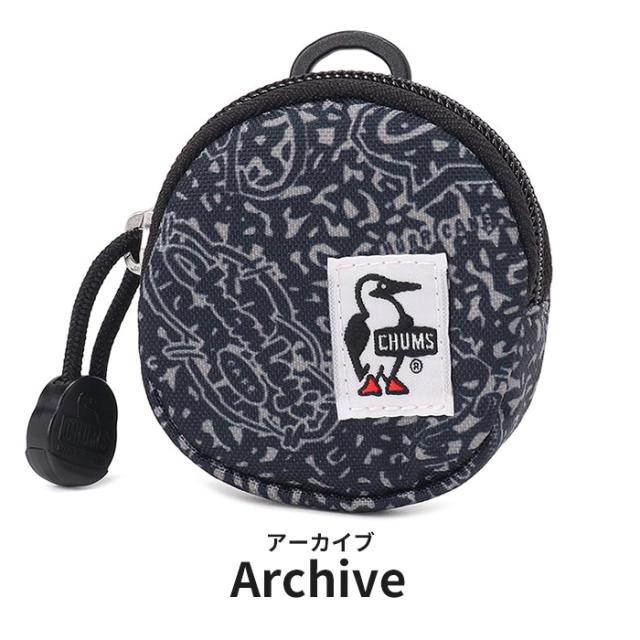 チャムス CHUMS リサイクル キー コインケース CH60-3573 アーカイブ 総柄 黒 26SS