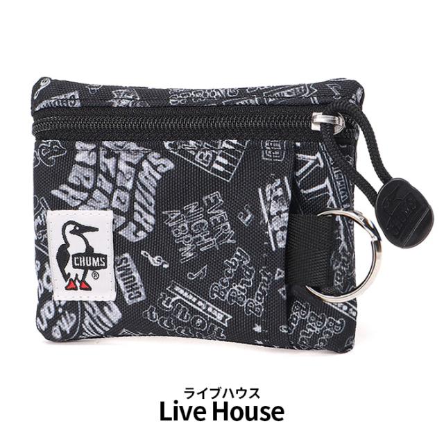 チャムス CHUMS リサイクル キー コインケース CH60-3574 ライブハウス 総柄 黒