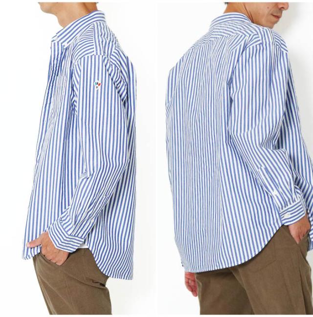 ストライプシャツ 長袖 メンズ ブルー