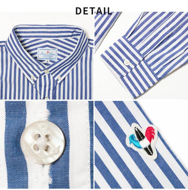 ギンガムチェックシャツ ストライプシャツ 長袖 メンズ 詳細画像