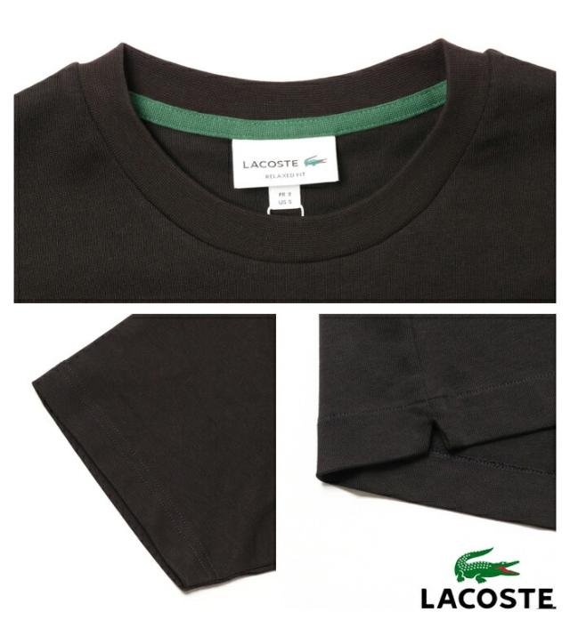 ラコステ LACOSTE Tシャツ 半袖 ロゴ プリント クルーネック 袖 裾 丸首