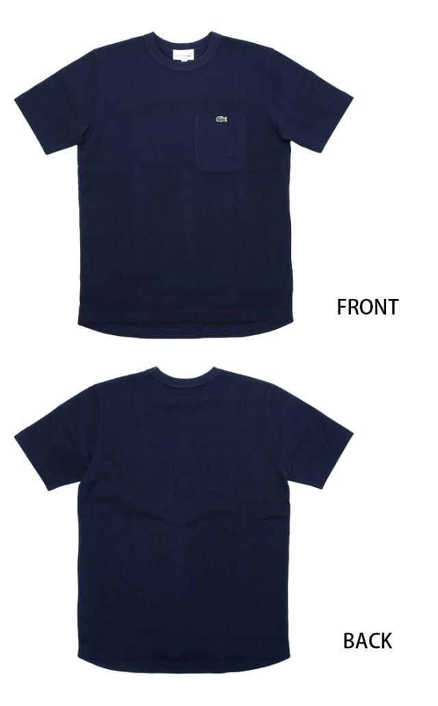 ラコステ LACOSTE 半袖 ポケット Tシャツ 鹿の子 胸ロゴ ワンポイント 表 裏 平置き画像