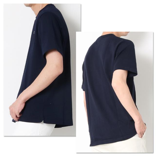 LACOSTE ラコステ 半袖 Tシャツ クルーネック 胸ロゴ ワニロゴ ブランド 166 ネイビー サイド バック