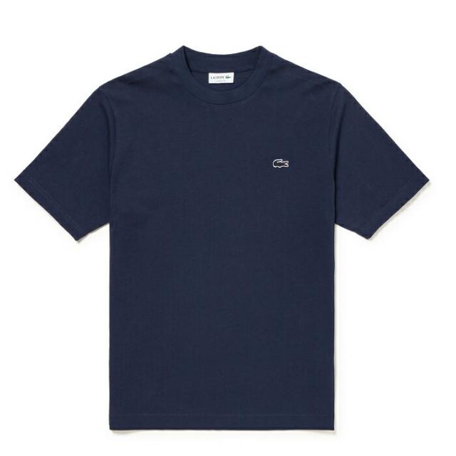 LACOSTE ラコステ 半袖 Tシャツ クルーネック 胸ロゴ ワニロゴ ブランド 平置き画像 ネイビー