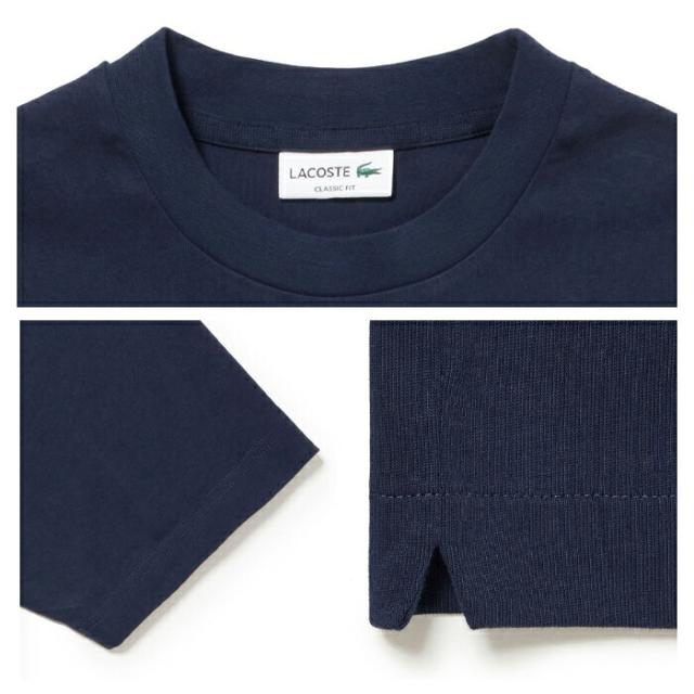 LACOSTE ラコステ 半袖 Tシャツ クルーネック 胸ロゴ ワニロゴ ブランド 詳細 ディティール 首元 袖 裾