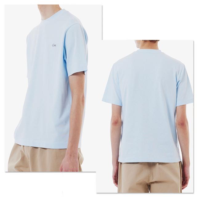 LACOSTE ラコステ 半袖 Tシャツ クルーネック 胸ロゴ ワニロゴ ブランド T01 ライトブルー サイド バック