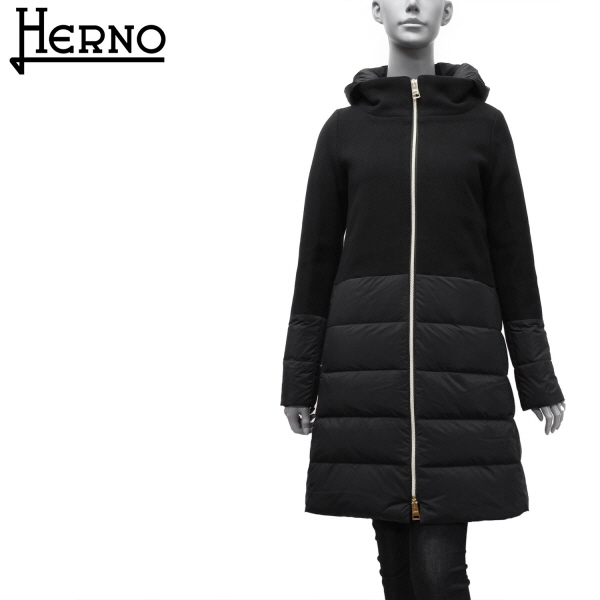 初回限定 ヘルノ Herno フード付 ウール切替 ダウンコート ブラック Pi0848d 39601 9300 2021 22aw L Outer ラッピング無料 Kishakatoliketiranedurres Com