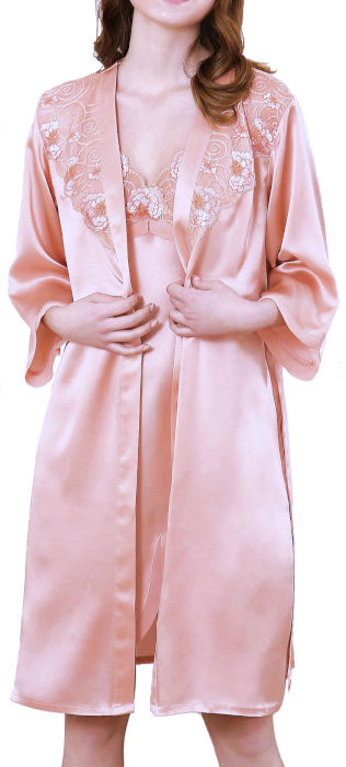 100 の保証 シルク100 バスローブ スリップ 花レース ベージュピンク 絹100 レディース 送料無料 母の日 敬老の日 プレゼント ギフト 柔らかい Bayounyc Com