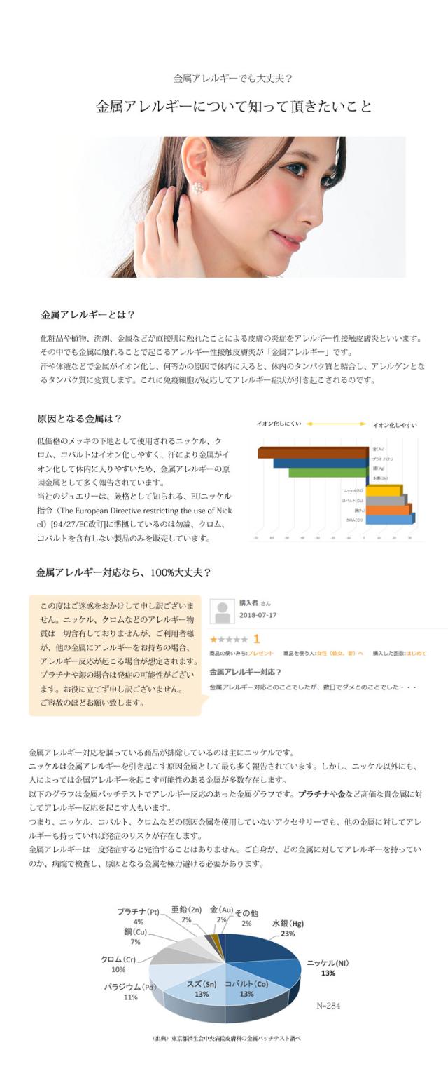 金属アレルギー対応